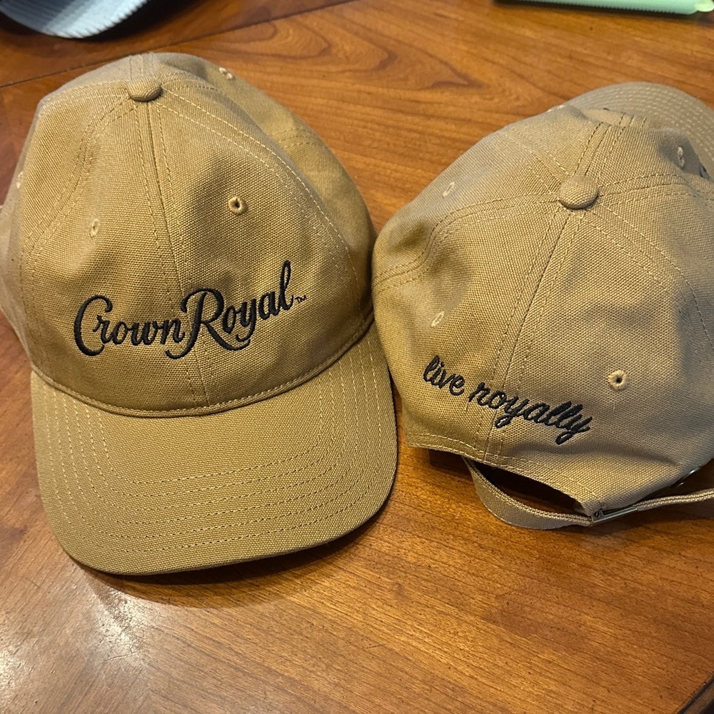 Crown Royal Hats (2) - Brown and Black writing (adjustable)